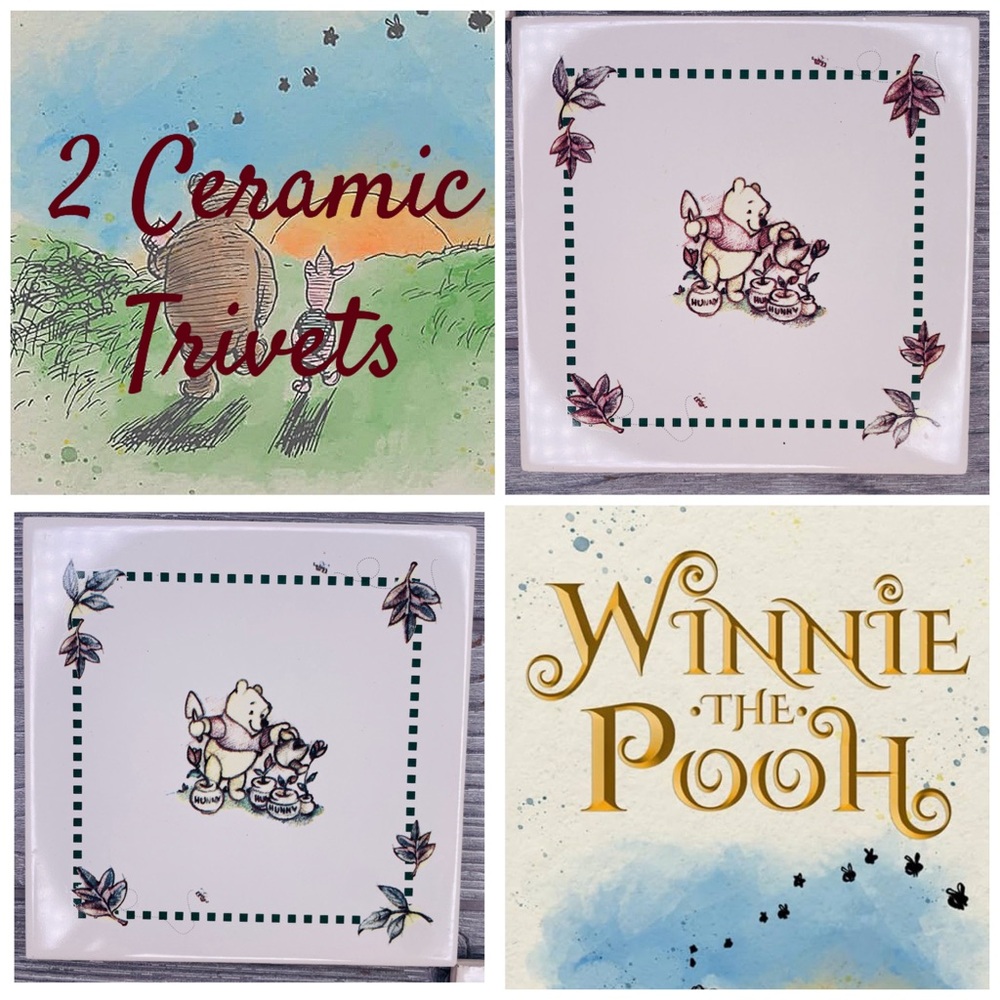 Disney Winnie the Pooh large ceramic trivets kitchen accessories coasters